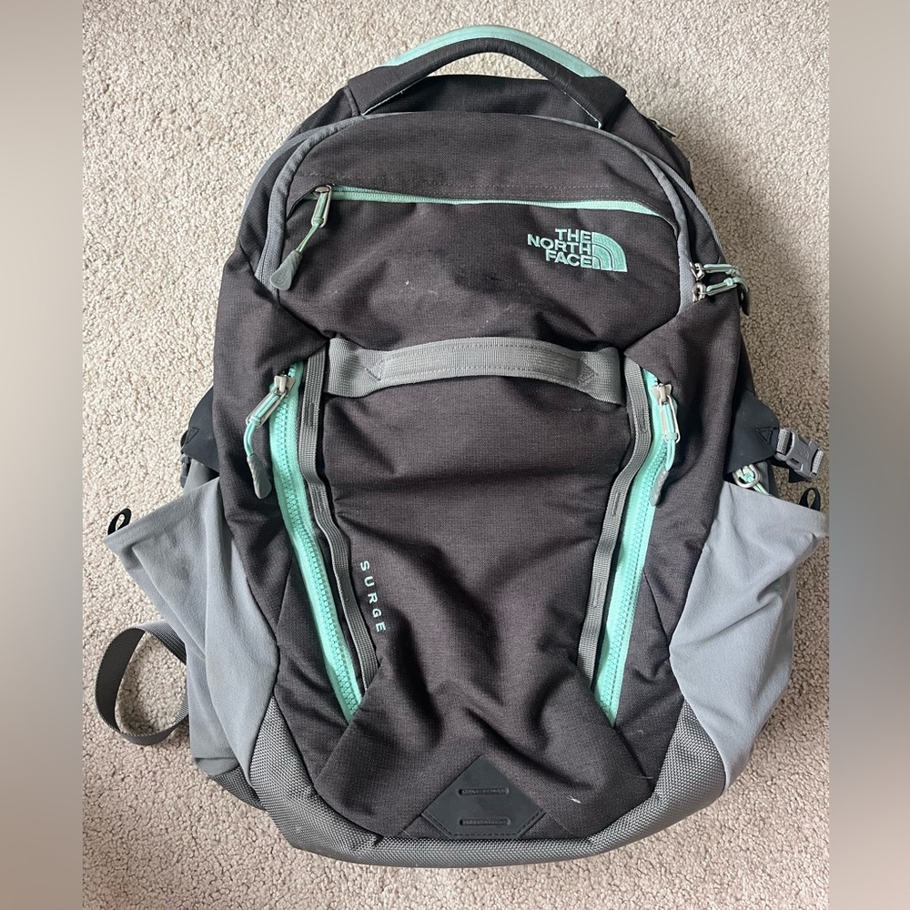 North face grey backpack